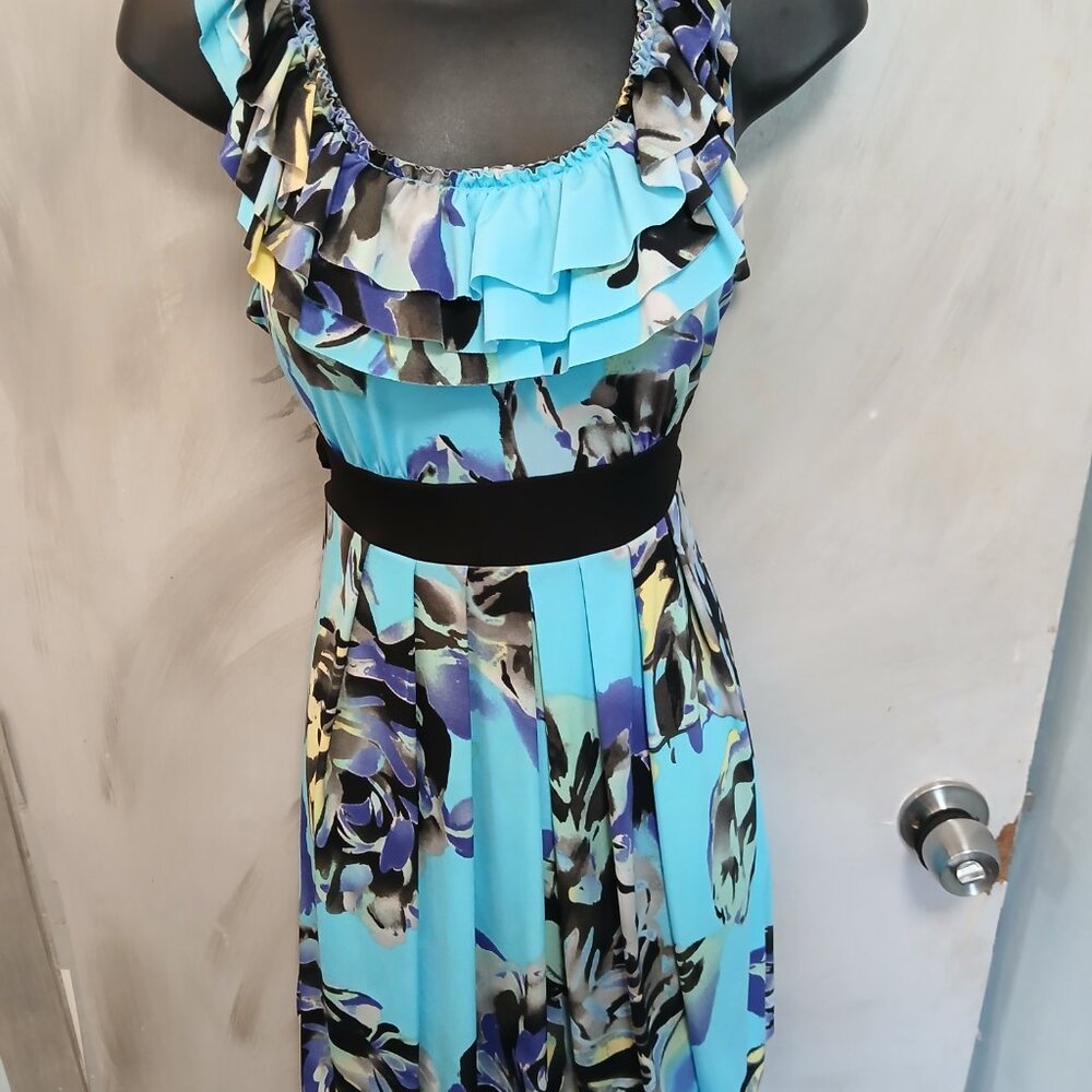 Candies Ruffled Neck Floral Dress - Picture 4 of 7
